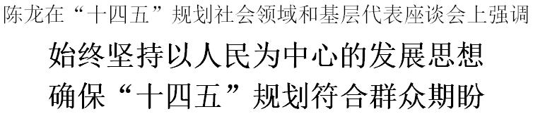 陈龙：始终坚持以人民为中心的发展思想 确保“十四五”规划符合群众期盼